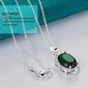 DOTEFFIL 925 Sterling Silver Green Zircon AAAAA Pendant Necklace 16-30 Inch Chain For Woman Fashion Wedding Party Charm Jewelry