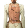 TWOTWINSTYLE Backless Spliced Button Blazers For Women Notched Collar Long Sleeve Patchwork Chain Chic Blazer Female Fashion New