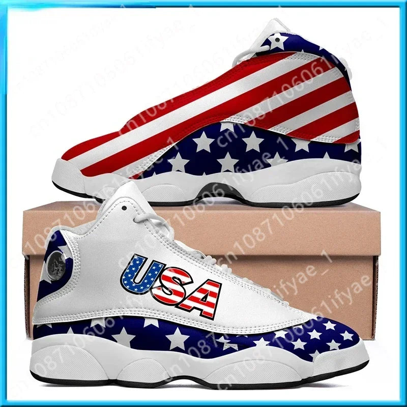 Dropshipping Print On Demand Custom Basketball Sneaker USA United States Flag Custom Print POD Shoes Custom Shoes