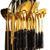 LMETJMA 24 Pcs Flatware Set Stainless Steel Knives Forks Spoons Cutlery Set Service for 6 Kitchen Utensil Tableware Set JT378