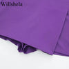 Willshela Women Fashion Solid Asymmetrical Side Zipper Skirts Shorts Vintage High Waist Female Chic Lady Shorts