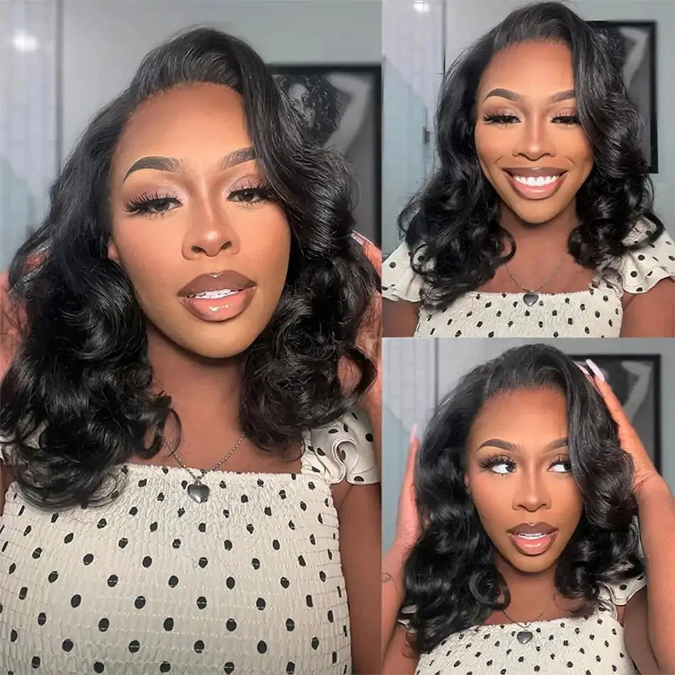 Brazilian Body Wave Short Bob Wig 13x4 Lace Frontal  4x4 Closure Human Hair Wig 200 Density For Women With Natural Wave Bob Wigs