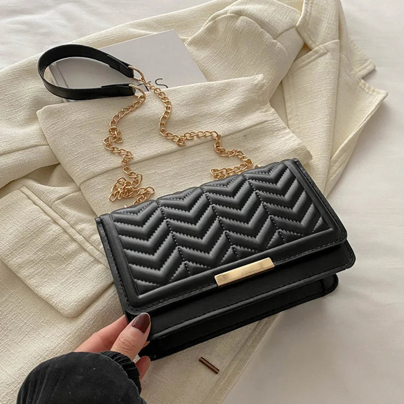 Fashion Striped Women's Shoulder Bag, Chain Strap Crossbody Bags For Daily Used, Ladies Handbags And Purses