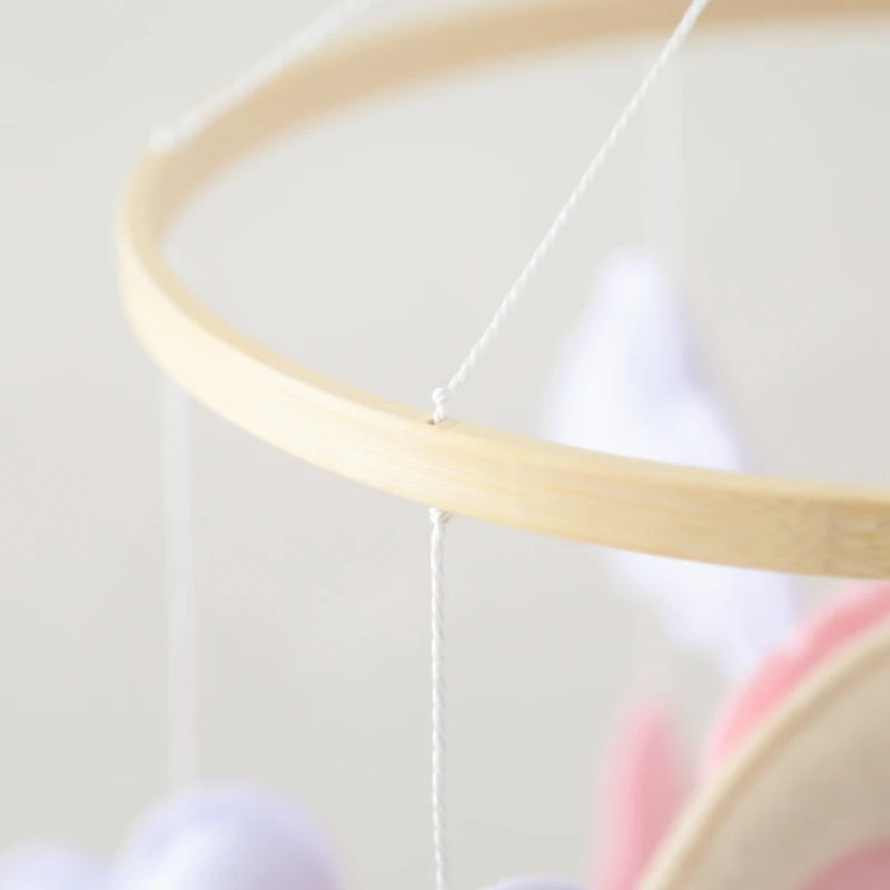 Baby Crib Mobile Rattle Toy 0-12Months Infant Soft Felt Teddy Velvet Pink Bear Bed Bell Hanging Toy Holder Bracket Crib Girl Toy