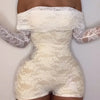Sisterlinda Autumn Release Junior Short Sexy High Street Jumpsuits M24Q62420Girl Knit Lace White Slim Backless Fashion Jumpsuits
