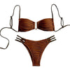Women Two-piece Trunk Swimsuit Stylish Bandeau Padded Bikini Set Split Swimming Suit Lady Girls Pad Bra Briefs Set Beachwear