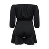 CM.YAYA Plus Size Women's Set Long Sleeve Slash Neck T-Shirt and Shorts 2025 Summer Ruched Two 2 Piece Set Outfits Tracksuit