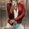 2024 Fashion Sequin Jackets Women Glitter Long Sleeve Short Coats Elegant Spring Outwear Office Ladies Solid  Streetwear Jacket