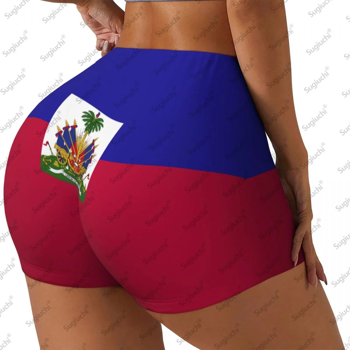 2026 Haiti Flag Yoga Shorts for Women Workout Scrunch Butt Lifting High Waisted Gym Running Short Pants