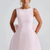 Elegant Pearl Bow Backless Short Dress Women's Sleeveless Party Cute Mini Dresses Black White Pink Chic Birthday Evening Y2K New