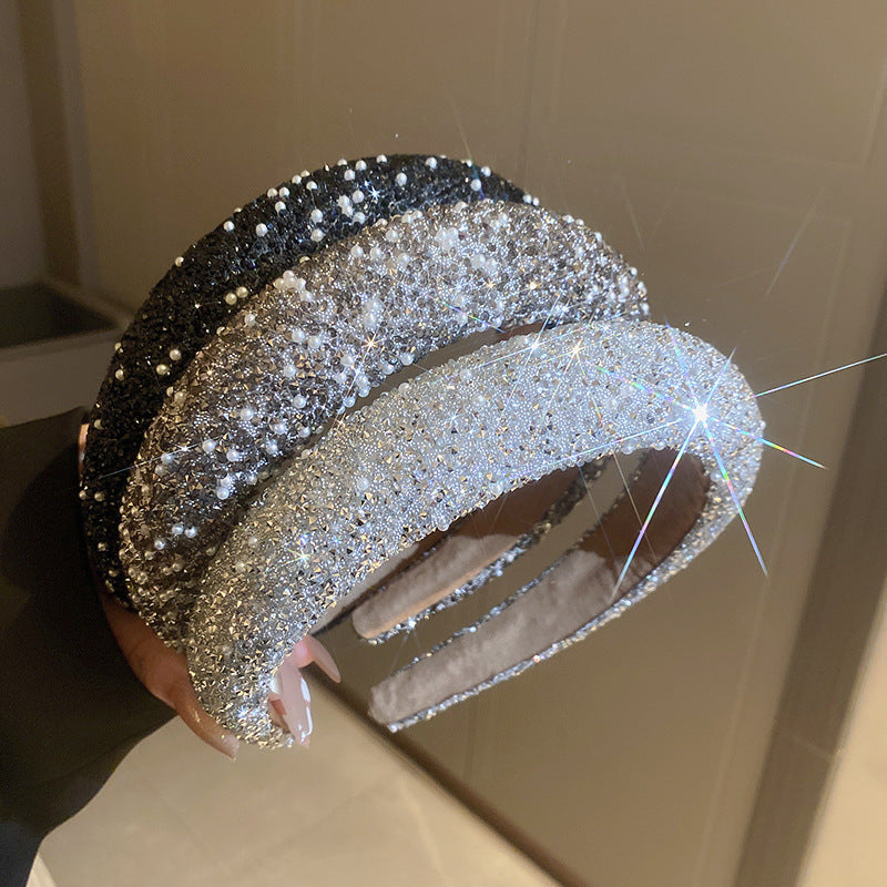 Luxury Inlaid Rhinestone HairBands for Women Korean Fashion Hair Pressure Headband Small Pearl Wedding Hair Jewelry