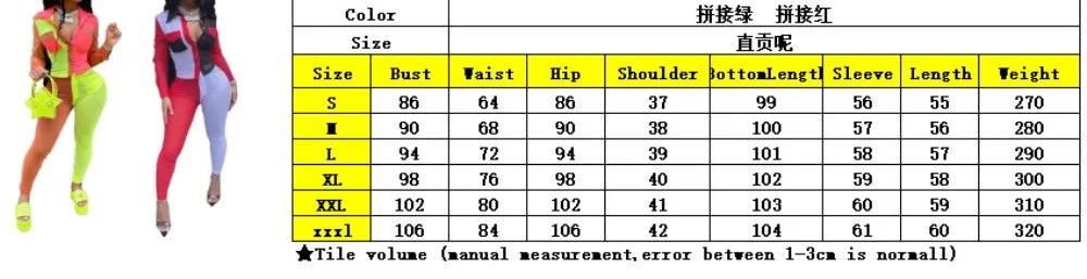 FAGADOER Neon Color Patchwork Two Piece Set Women Button Up Full Sleeve Top And Leggings Outfits Autumn Club Birthday Tracksuits