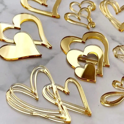 10Pc/set Ins Style Love Heart Acrylic Cake Topper Birthday Valentine's Day Cake Decoration Wedding Cake Side Acrylic Insert