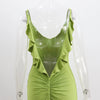 Ruffles Backless Sheath Bodycon Maxi Dresses Party Sleeveless Camisole Robe Femme V Neck Summer Dress Woman Sexy Vestidos Mujer