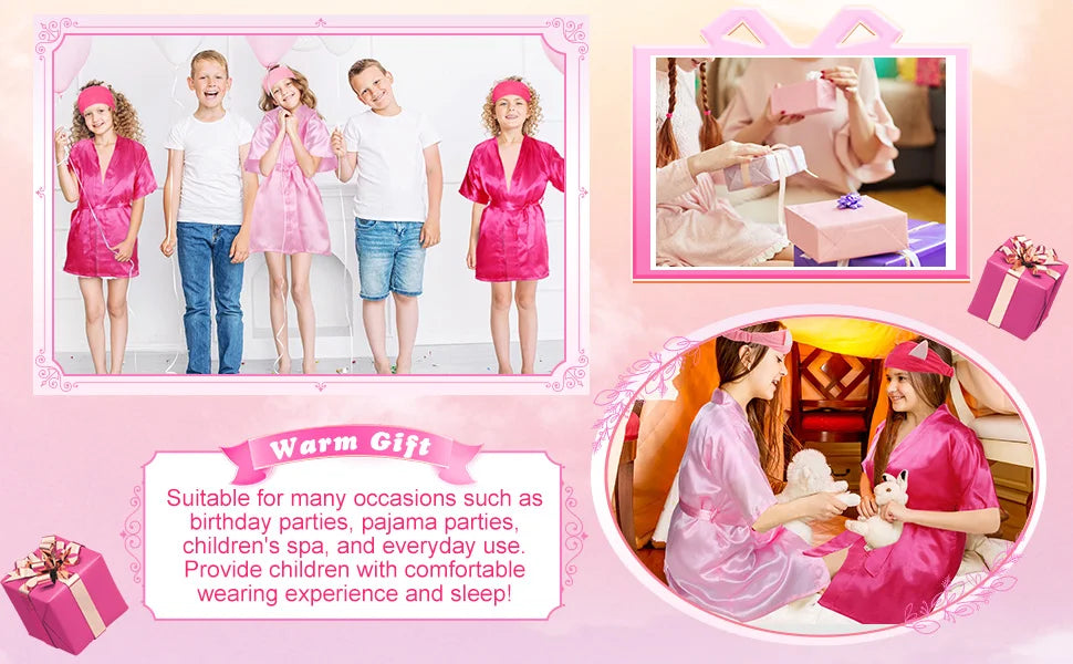 10/12/15/18 Sets Spa Party Favors Robe for Girls Kids Birthday Kimono Robe Satin Robe for Slumber Party DIY Birthday Squad Robes