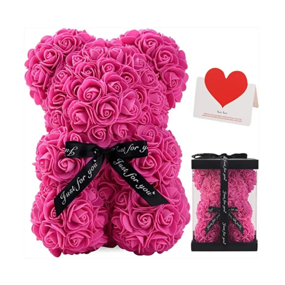 Artificial Flower Eternal Rose Teddy Bear for  Birthday Anniversary Gifts & Decor Miniatures A for my girlfriend Valentine's Day