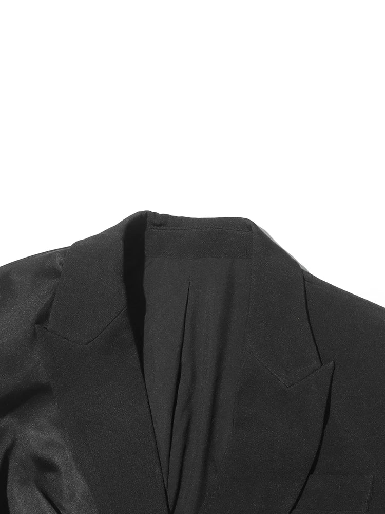 TWOTWINSTYLE Solid Spliced Bowknot Hollow Out Blazer For Women Notched Collar Long Sleeve Tunic Temperament Blazers Female New