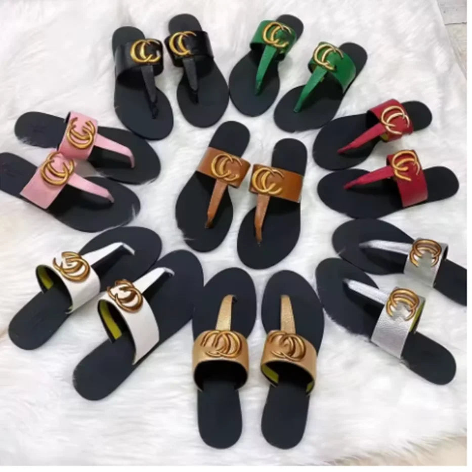 2025 High quality jacquard embroidery thick sole wedge sandals set feet women's fashion casual flip-flops