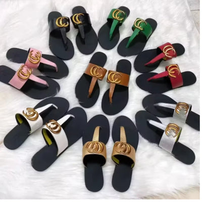 2025 High quality jacquard embroidery thick sole wedge sandals set feet women's fashion casual flip-flops