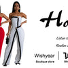 Wishyear Irregular Off Shoulder Sleeveless Strapless Jumpsuits Women Button Patchwork Wide Leg Pants Evening One Piece Outfits