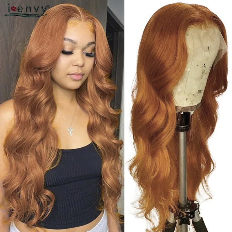 13X6 Ginger Blonde Lace Front Human Hair Wigs Red Burgundy 13x4 Body Wave Transparent HD Lace Frontal Wig Brown Lace Front Wig