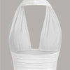 Green Solid Backless Crop Halter Top Women Summer Y2K Club Grunge Clothes Deep V-neck Backless Sleeveless Tank Top Streetwear