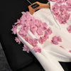 TWOTWINSTYLE Sweet Spliced Appliques Blazers For Women V Neck Long Sleeve Spring Temperament Coat Female Fashion New KJA533232