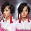 curly Short 13×1 T part Transparent Lace 6inch natural black color Human Hair remy Wigs For Women 150% density Pixie Cut Wig