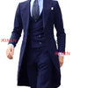 Royal Blue Long Tail Coat 3 Piece Gentleman Man Suit Smoking Da Sposo Moda Maschile Per Giacca Da Ballo Da Sposa Gilet Con