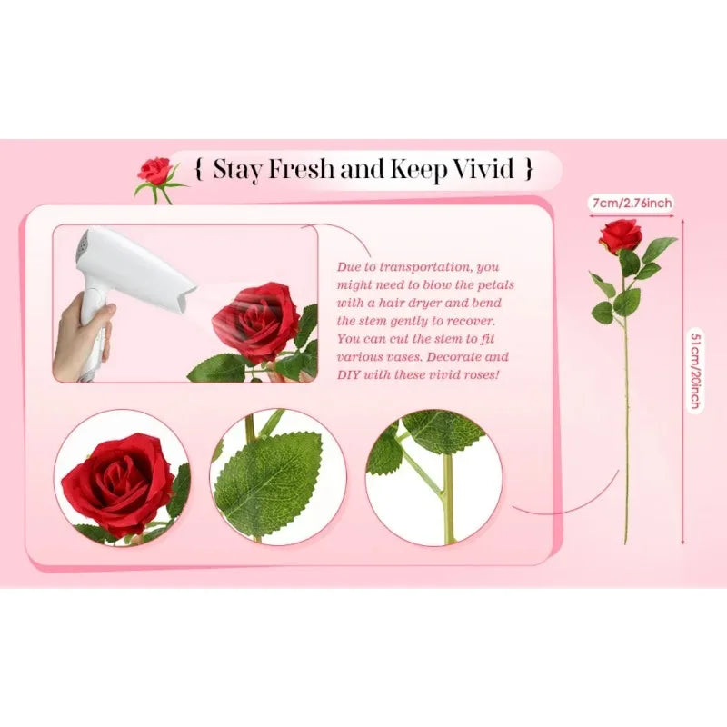 20 Pcs Artificial Velvet Silk Rose Flower Bouquet Real Looking Fake Roses Home Wedding Centerpieces Party Decorations