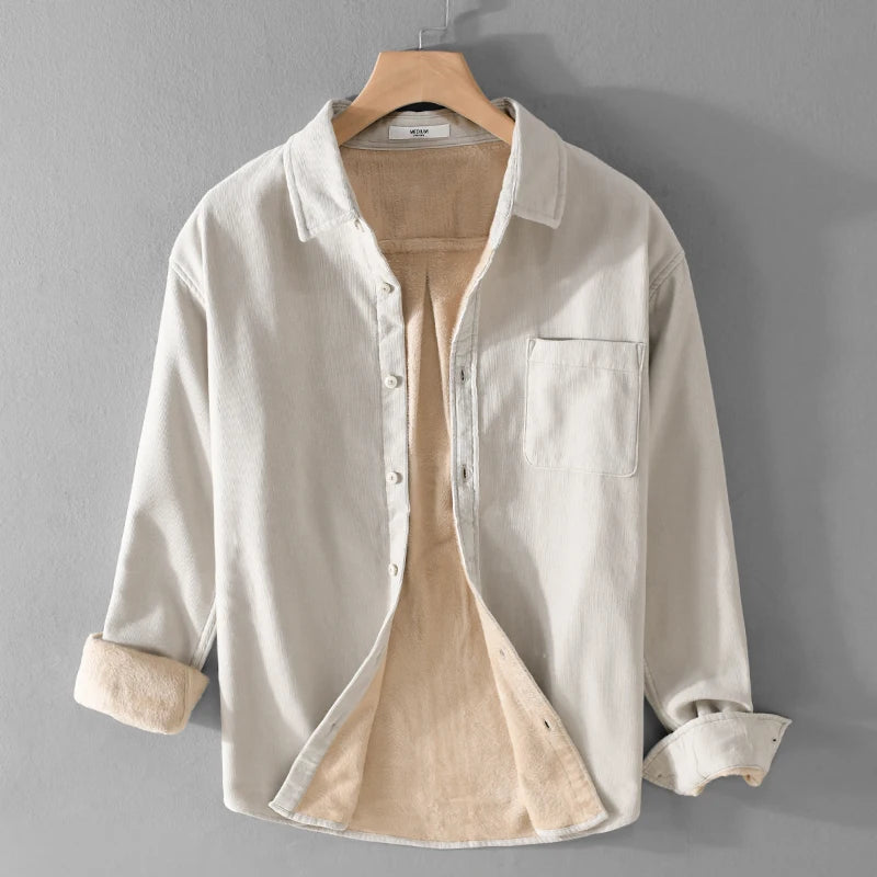 New Designer Italy Quality Brand Shirts For Men Fashion Cotton Corduroy Warm Long-sleeve Thickened Plus Size Top Clothes Camisa