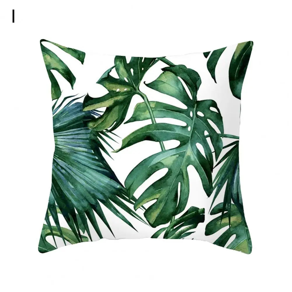 45cm Cushion Case Removable Polyester Green Plant Print Pillowcase Tropical Leaf Cactus Monstera Throw Cushion Cover Home Decor