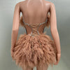 Hot Sale Women Sexy Mesh Ruffles Ball Gown Mini 2 Pieces Dress Lace-up Crystal Birthday Party Celebrate Nightclub Wear