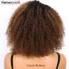 Ombre Brown Short Afro Kinky Curly Bob Wigs For Women Brazilian Human Hair Wigs Highlight Human Hair Wig With Bangs 180% Density
