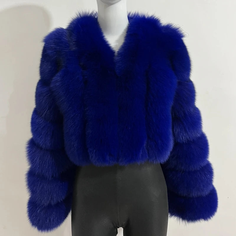 2023 Neuer kurzer Stil Echtfuchspelzmantel Winter Damen Natur Warme Mode Luxus