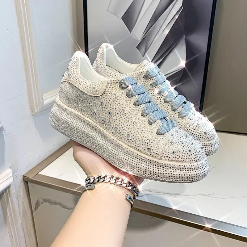 Brand Women's Sneakers Luxury Rhinestones Women Causal Shoes Designer Platform Sport Shoes Fashion Comfort Women Shoes Plus Size