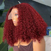 Brazilian Deep Wave 99J Burgundy Lace Front Human Hair Wig 13x4 Deep Curly Short Bob Wigs Human Hair Red Colored Water Wave Wigs