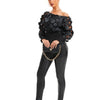 Applique Slant Shoulder Blouse, Elegant Long Sleeve Blouse For Spring & Fall  Women's Clothing