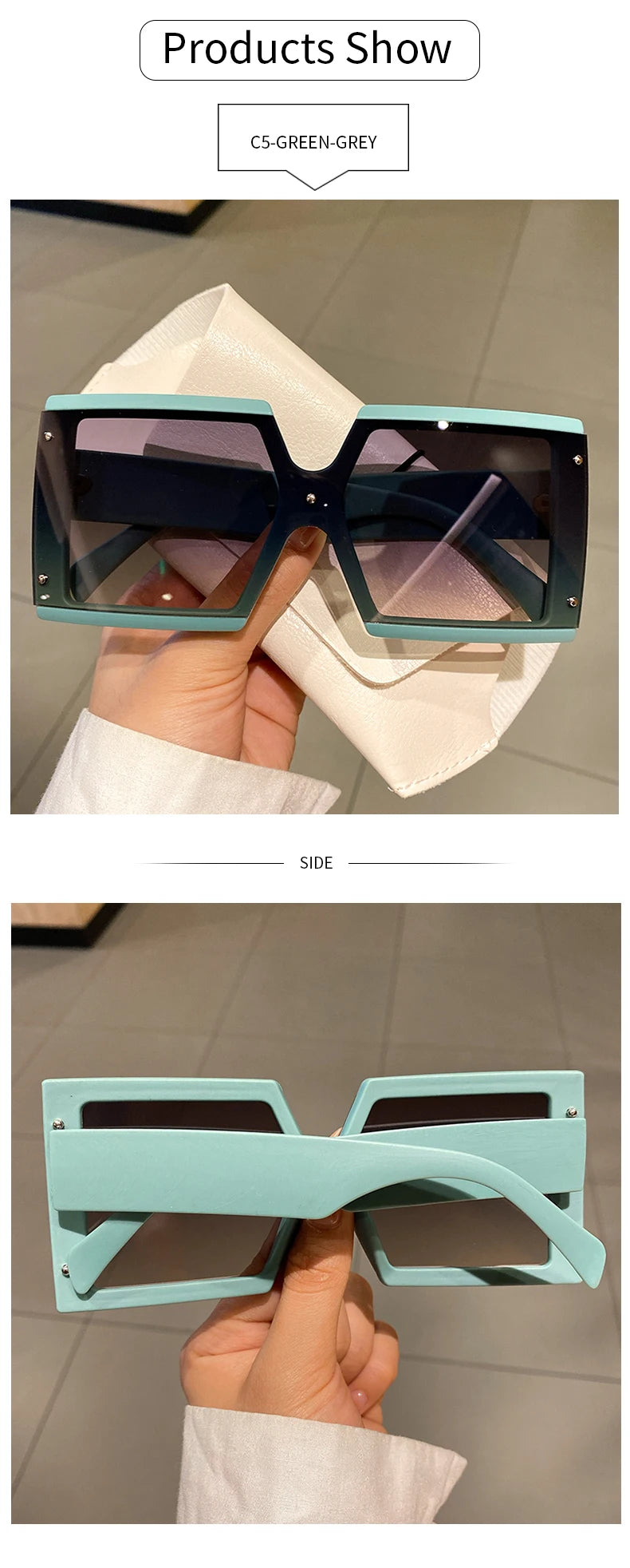 KAMMPT Square Oversized One-pieces Sunglasses Men Women Trendy Gradient Goggle Eyewear Fashion Luxury Brand Design Sun Glasses
