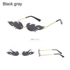 Fashion Fire Flame Sunglasses Women Men Rimless Wave Sun Glasses UV 400 Eyewear Luxury Trending Narrow Sunglasses