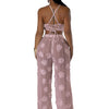 Sexy see through lace up vacation jumpsuits women summer body party club outfits streetwear womens jumpsuit Wide leg pants sets