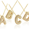 Cubic Zirconia Gold Plated  Bubble Alphabet Letter Necklace Monogram Necklace Balloon Initial Necklace Gifts for Women Girls