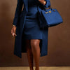 HLJ High Quality Elegant Office Lady Blazer Two Piece Sets Women Lapel Long Sleeve Coat And Slim Dress Outfit Female Clothing