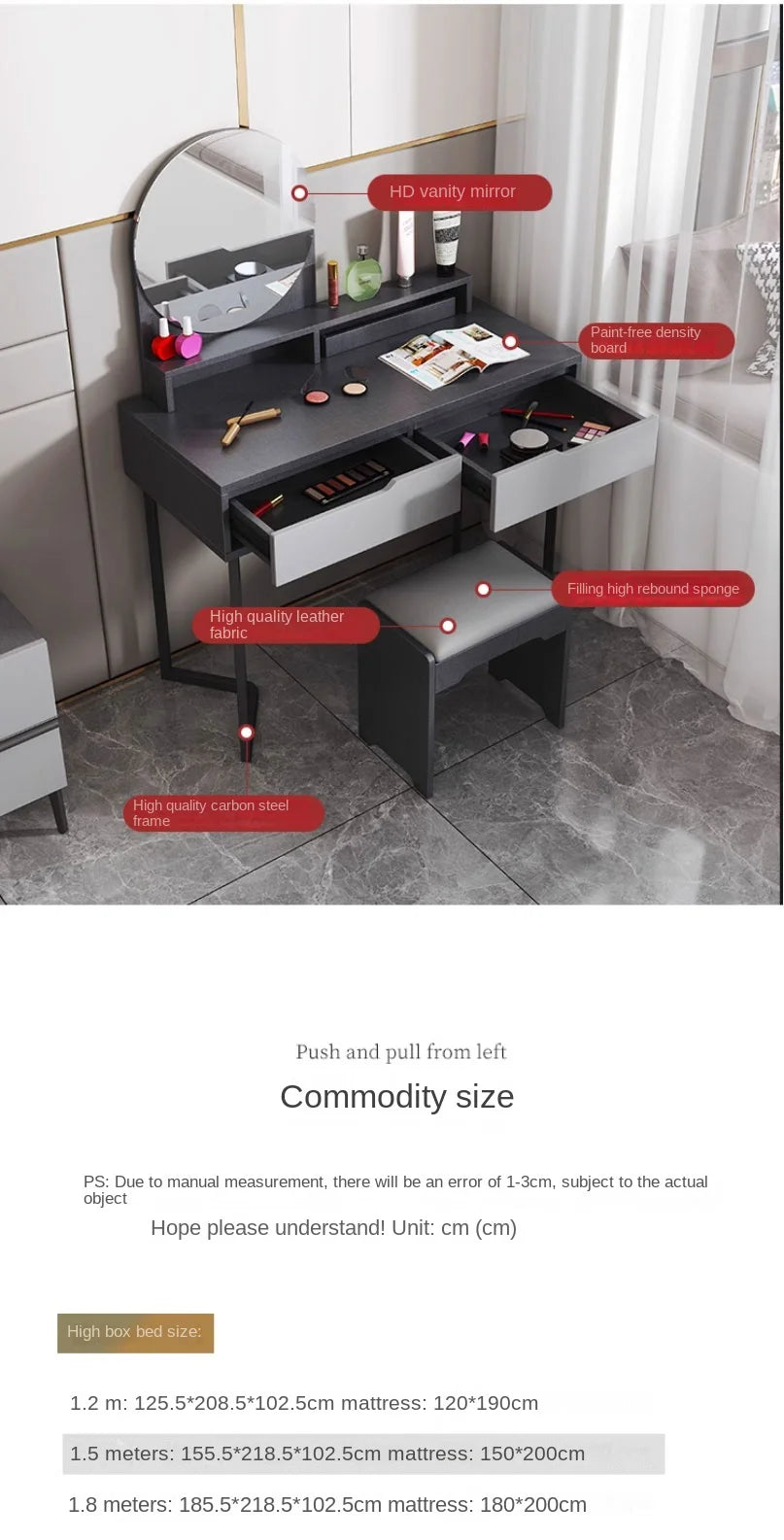 Minimalist Modern Full Bedroom Set Design Dresser Comfy Storage Double Bedroom Set Elegant Black Letto Matrimoniale Furniture