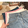 ITOOLIN Women Vintage Tassels Denim Shorts Button Loose High Waist A-line Jean Shorts Casual Women Office Trousers Streetwear