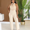 HLJ Elegant Beaded Patchwork Bodycon Jumpsuits Woman Sleeveless Backless Flare Pants One Piece Romper Female Streetwear Overalls
