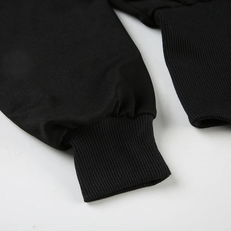 BIIKPIIK Fur Collar Hooded Women Coats Casual Zipper Slim Hoodies Simple All-match Black Harajuku Coat Autumn Winter Sweatshirts