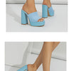 Aneikeh Sexy Knitted Woolen Chunky Platform Sandal Heels Women's Peep Toe High Heel Summer Nude Party Dress Mules Sandals Shoes