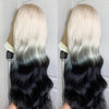 Charism Synthetic Lace Front Wig 60 Platinum Blonde To Black Ombre Wig Pre Plucked Natural Hairline Lace Frontal Wigs For Women