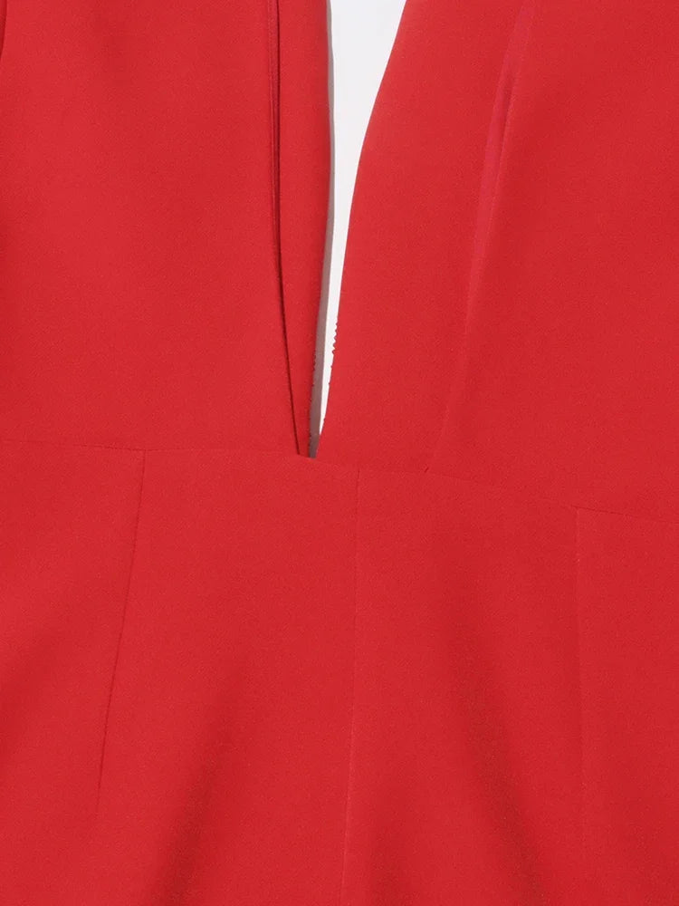 TWOTWINSTYLE Solid Hollow Out Blazer For Women Shawl Collar Long Sleeve Tunic Spliced Button Temperament Blazer Female KJA501707